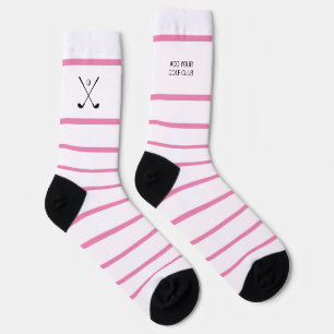 Personalisiert Pink White Strip Golf Club Golfer Socken