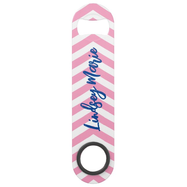PERSONALISIERT PINK ZICKZACK FLASCHENOPENER SPEED FLASCHENÖFFNER (Vorderseite)