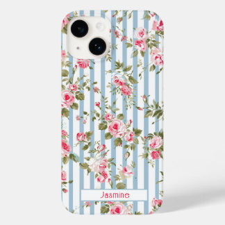 Personalisiert Pinstrich Preppy Blumengehäuse Case-Mate iPhone 14 Hülle