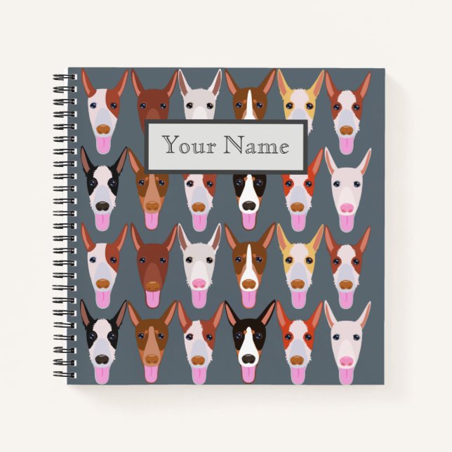 Personalisiert Podenco Dog Faces Gray Notizbuch (Vorderseite)