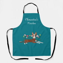 Personalisiert Podenco Dog Floral Blue Schürze