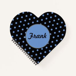Personalisiert Polka Dot Heart Notebook (schwarz) Notizbuch