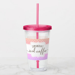 Personalisiert Polka Dot Iced Coffee Acrylic Tumbl Acryltrinkbecher