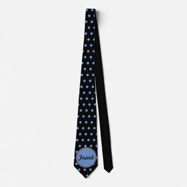 Personalisiert Polka Dot Neck Tie (Black & Baby Bl Krawatte (Vorderseite)