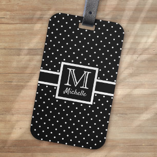Personalisiert Polka Dot Spotty Monogram Gepäckanhänger
