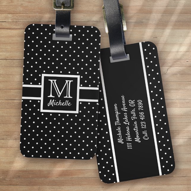 Personalisiert Polka Dot Spotty Monogram Gepäckanhänger (Von Creator hochgeladen)