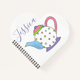 Personalisiert Polka Dot Teapot Tee Tee Tee Party Notizbuch