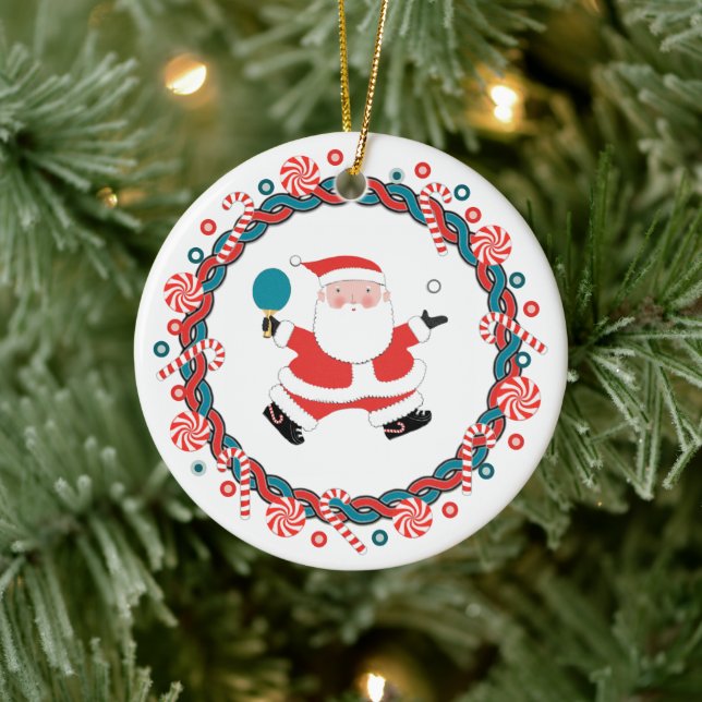 Personalisiert Pong Pong Holiday Gift Keramik Ornament (Baum)