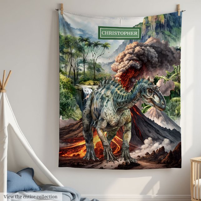 Personalisiert prähistorischer Dinosaurier Blanket Fleecedecke (Personalized Prehistoric Dinosaur Blanket with Name)