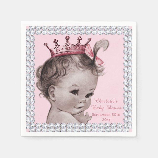 Personalisiert Princess Baby Dusche Imitate Diaman Serviette (Vorderseite)