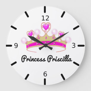 Personalisiert Princess Tiara Große Wanduhr
