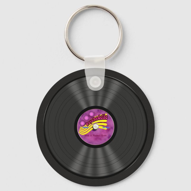 Personalisiert Psychedelic Vinyl Record Schlüsselanhänger (Vorderseite)