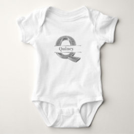 Personalisiert Q Erste Silver Monogramm Ihr Name Baby Strampler