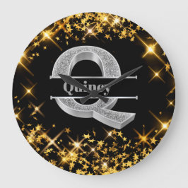 Personalisiert Q Erste Silver Monogramm Ihr Name Große Wanduhr