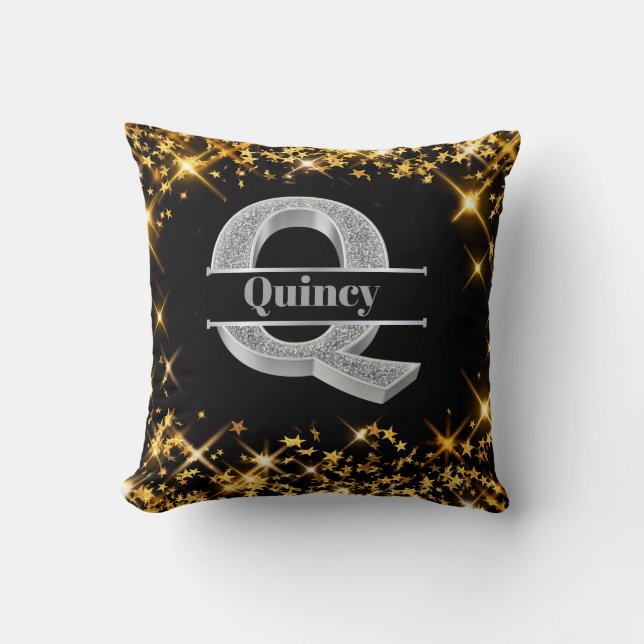 Personalisiert Q Erste Silver Monogramm Ihr Name Kissen (Vorderseite)