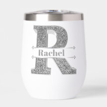 Personalisiert R Initial Silver Monogram Ihr Name