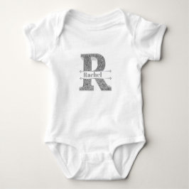 Personalisiert R Initial Silver Monogram Ihr Name Baby Strampler