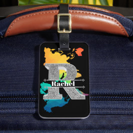 Personalisiert R Initial Silver Monogram Ihr Name Gepäckanhänger