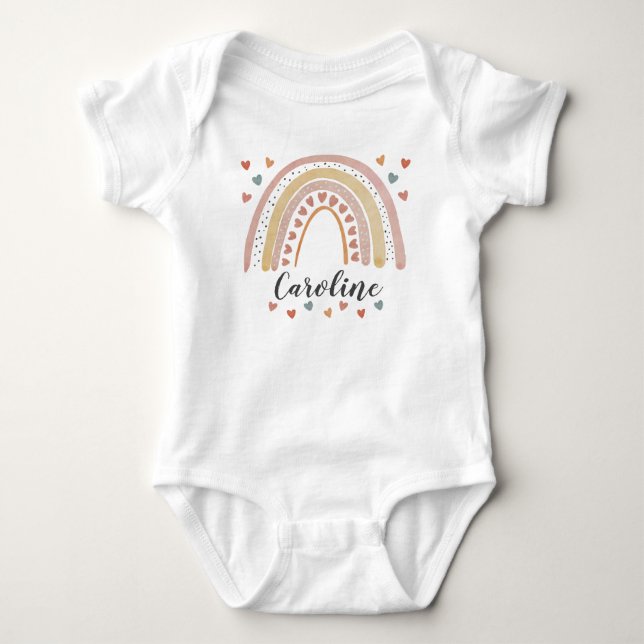 Personalisiert Rainbow Baby Girl Strampler (Vorderseite)