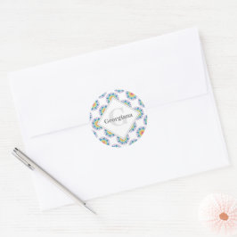 Personalisiert Rainbow Floral Polka Dots Mandala Runder Aufkleber