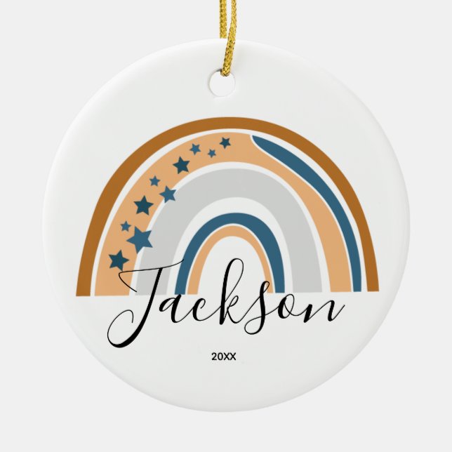 Personalisiert Rainbow New Baby Gift Keramik Ornament (Vorne)