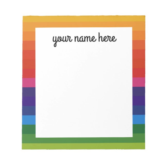 Personalisiert Rainbow Notepad Notizblock (Vorderseite)