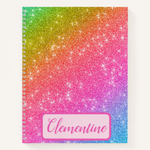 Personalisiert Rainbow Starry Glitzer Sketchbook Notizbuch