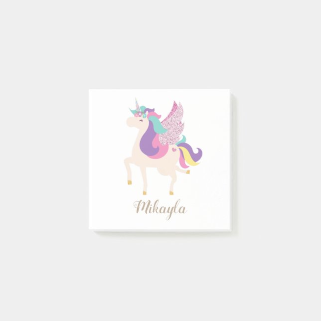 Personalisiert Rainbow Unicorn Einfach Niedlich Post-it Klebezettel (Vorderseite)