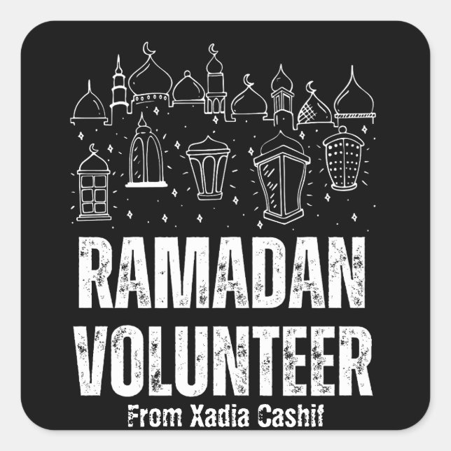 Personalisiert Ramadan Volunteer Quadratischer Aufkleber (Vorderseite)