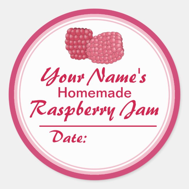 Personalisiert Raspberry Jam Canning Jar Lid Round Runder Aufkleber (Vorderseite)