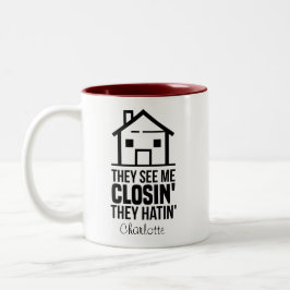 Personalisiert Real Anwesen Agent Coworker Geburts Zweifarbige Tasse