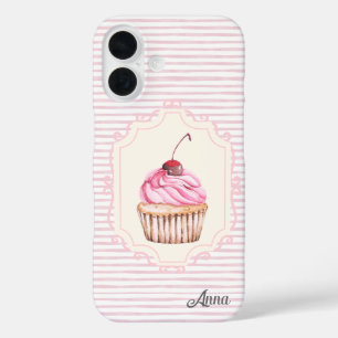 Personalisiert Real Shabby Chic cupcake 70er Pink iPhone 16 Hülle
