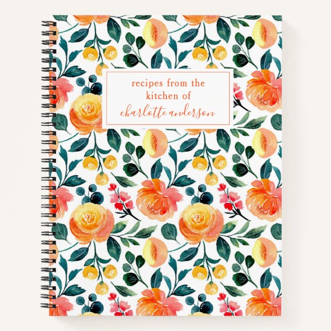 Personalisiert Recipe Floral Zuhause Cook Food Fru Notizbuch (Vorderseite)