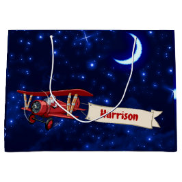 Personalisiert, Red Airplane & Santa, Frohe Weihna Große Geschenktüte