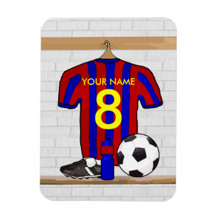 Personalisiert Red and Blue Football Soccer Jersey Magnet