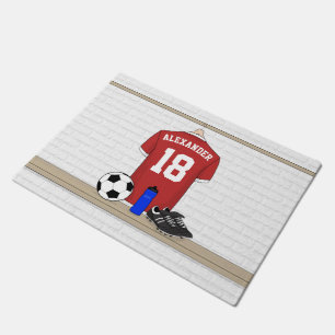 Personalisiert Red and White Football Soccer Jerse Fußmatte