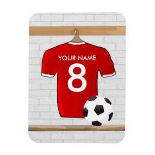 Personalisiert Red and White Football Soccer Jerse Magnet