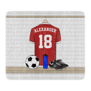 Personalisiert Red and White Football Soccer Jerse Schneidebrett