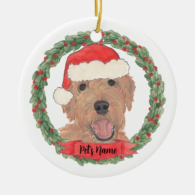 Personalisiert Red Apricot Golden Doodle Keramik Ornament (Vorne)