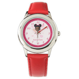 Personalisiert Red Ballerina lernen Zeit Armbanduhr