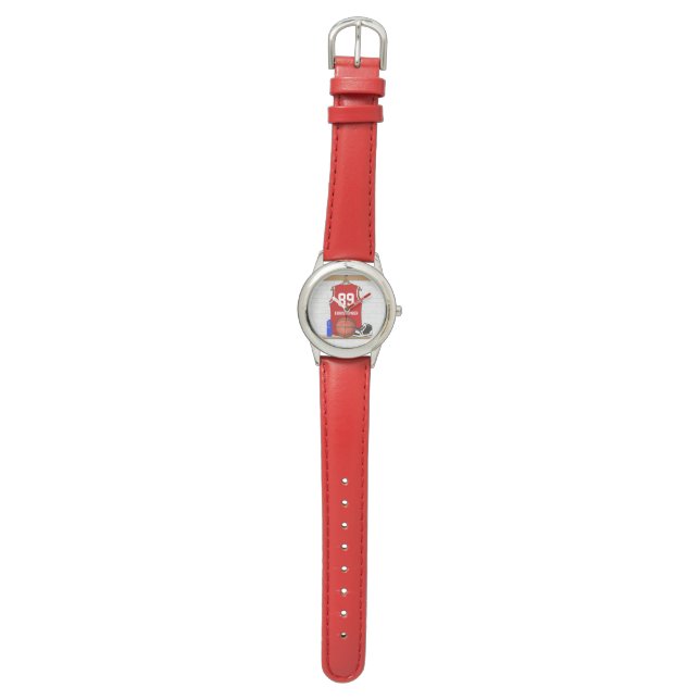 Personalisiert Red Basketball Jersey Armbanduhr (Flach)
