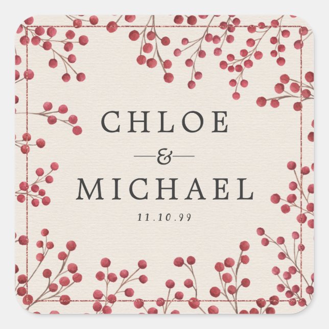 Personalisiert Red Berry Wedding Sticker (Vorderseite)