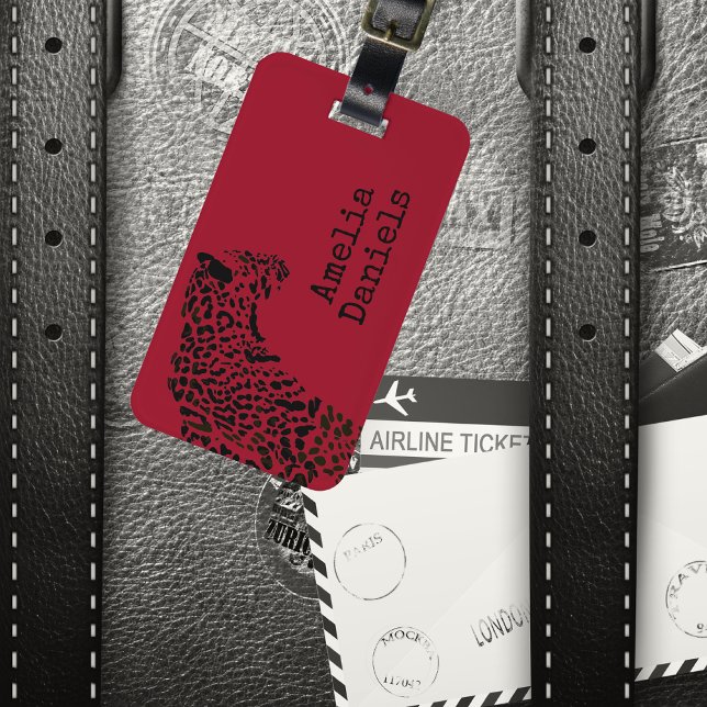 Personalisiert Red & Black Jaguar Gepäckanhänger (Adventure starts here! Personalised luggage tags to make sure you stand out from the crowd. ✈️🚢🌴)