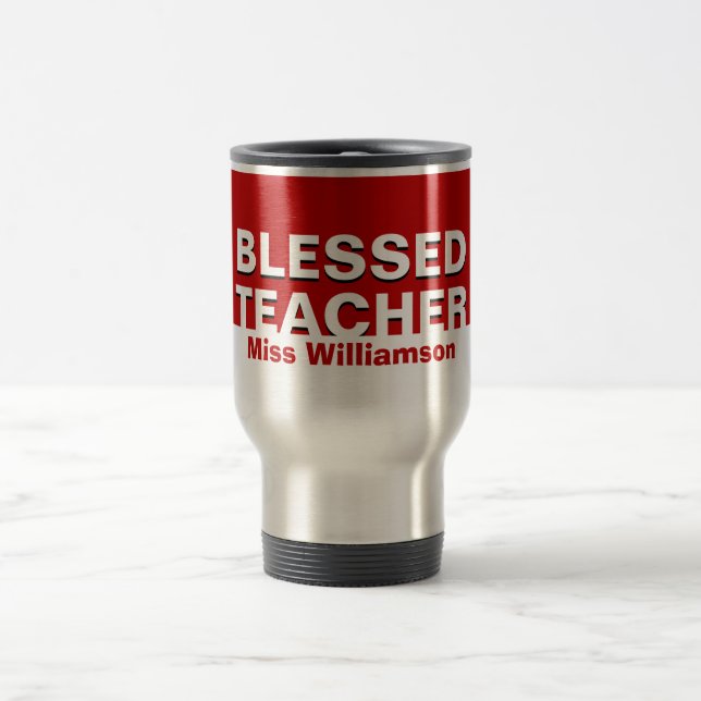 Personalisiert Red BLESSED LEHRER Reisebecher (Mittel)