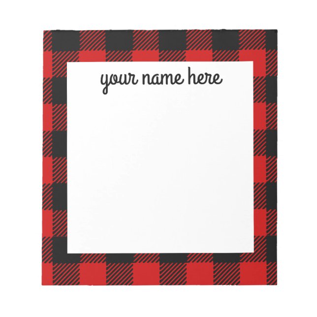 Personalisiert Red Buffalo Kariert Notepad Notizblock (Vorderseite)