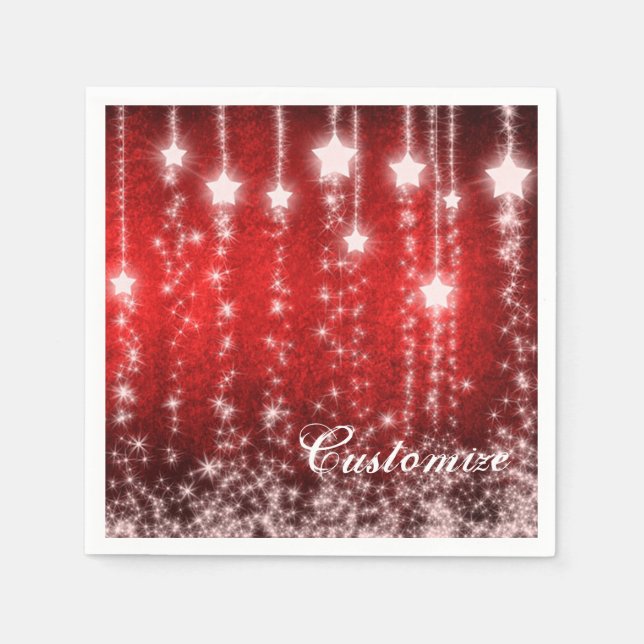 Personalisiert Red Fallstars Holiday Napkins Serviette (Vorderseite)
