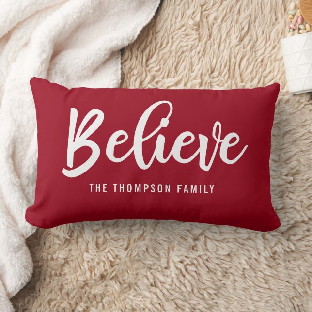 Personalisiert Red glaubst Script Weihnachtskissen Lendenkissen (Decke)