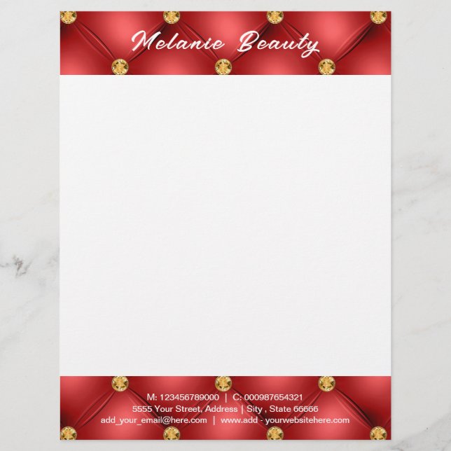 Personalisiert Red Gold Diamond Gerahmt Letterhead Briefbogen (Vorderseite)