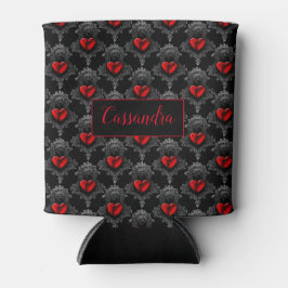 Personalisiert Red Goth Heart Cooler Dosenkühler