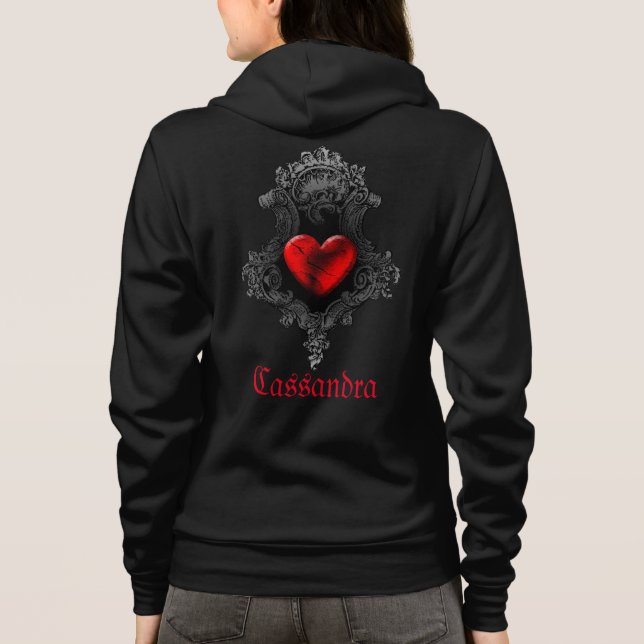 Personalisiert Red Goth Heart Hoodie (Rückseite)